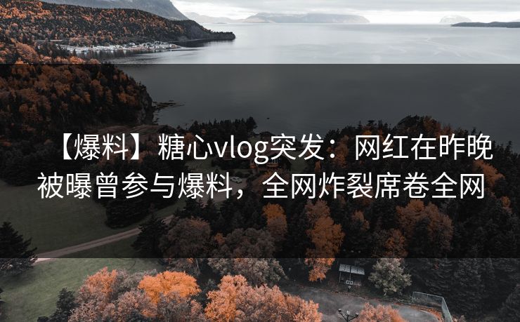 【爆料】糖心vlog突发：网红在昨晚被曝曾参与爆料，全网炸裂席卷全网