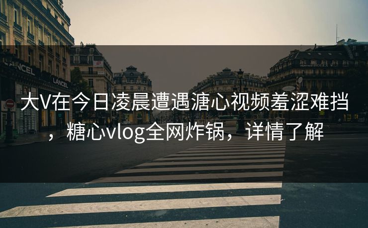 大V在今日凌晨遭遇溏心视频羞涩难挡，糖心vlog全网炸锅，详情了解
