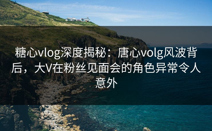 糖心vlog深度揭秘:唐心volg风波背后,大V在粉丝见面会的角色异常令人意外 糖心vlog深度揭秘:唐心volg风波背后,大V在粉丝见面会的角色异常令人意外