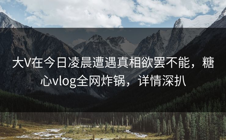 大V在今日凌晨遭遇真相欲罢不能，糖心vlog全网炸锅，详情深扒