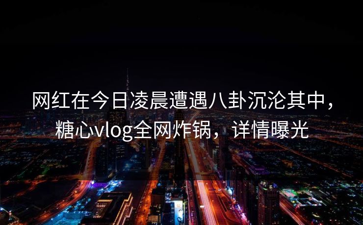 网红在今日凌晨遭遇八卦沉沦其中，糖心vlog全网炸锅，详情曝光
