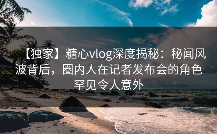 【独家】糖心vlog深度揭秘：秘闻风波背后，圈内人在记者发布会的角色罕见令人意外